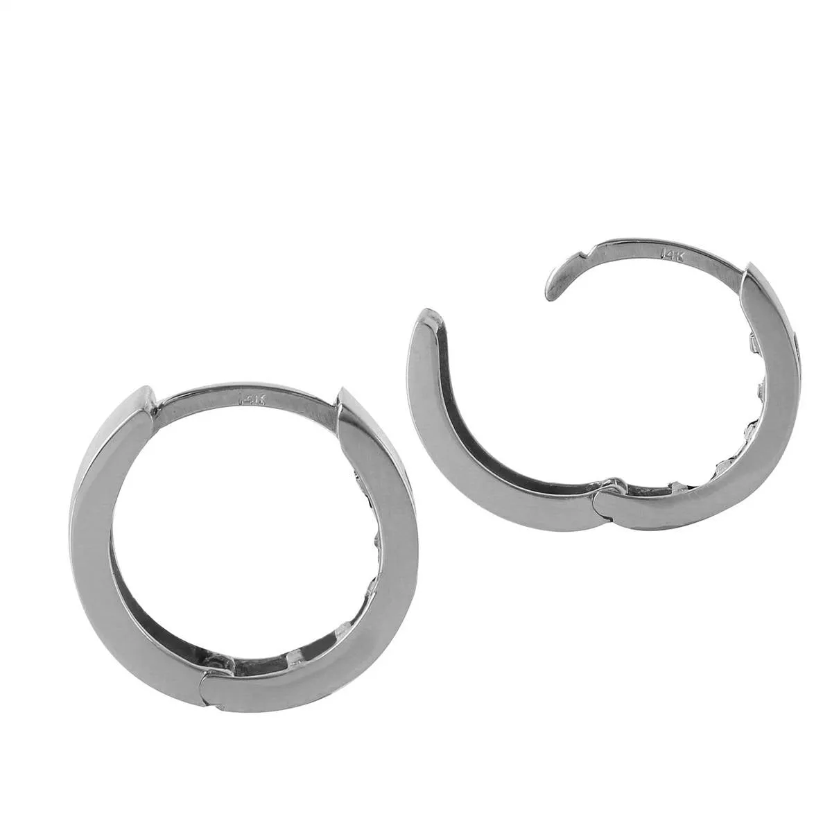 1.26 Carat 14K Solid White Gold Hoop Earrings Natural Sapphire White Topaz