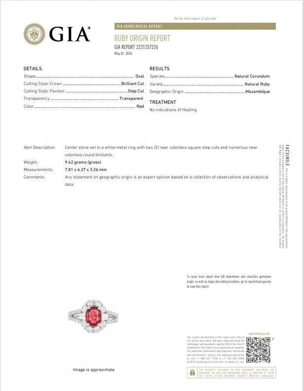 1.75 Carat No-Heat Ruby Diamond Platinum Ring, GIA Certified