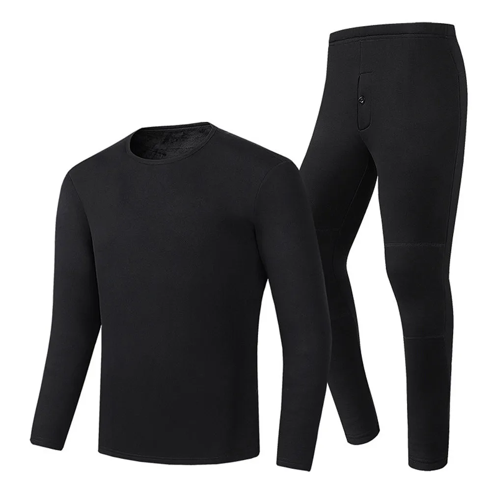 30-50 86-122 Men Women Electric Heated Underclothes Set Shirt   Trouser Velvet Lined Underwear Winter Warm Heating Clothing Thermal Outdoor Hiking Skiing Motorcycle Cycling Tops Pants Suit