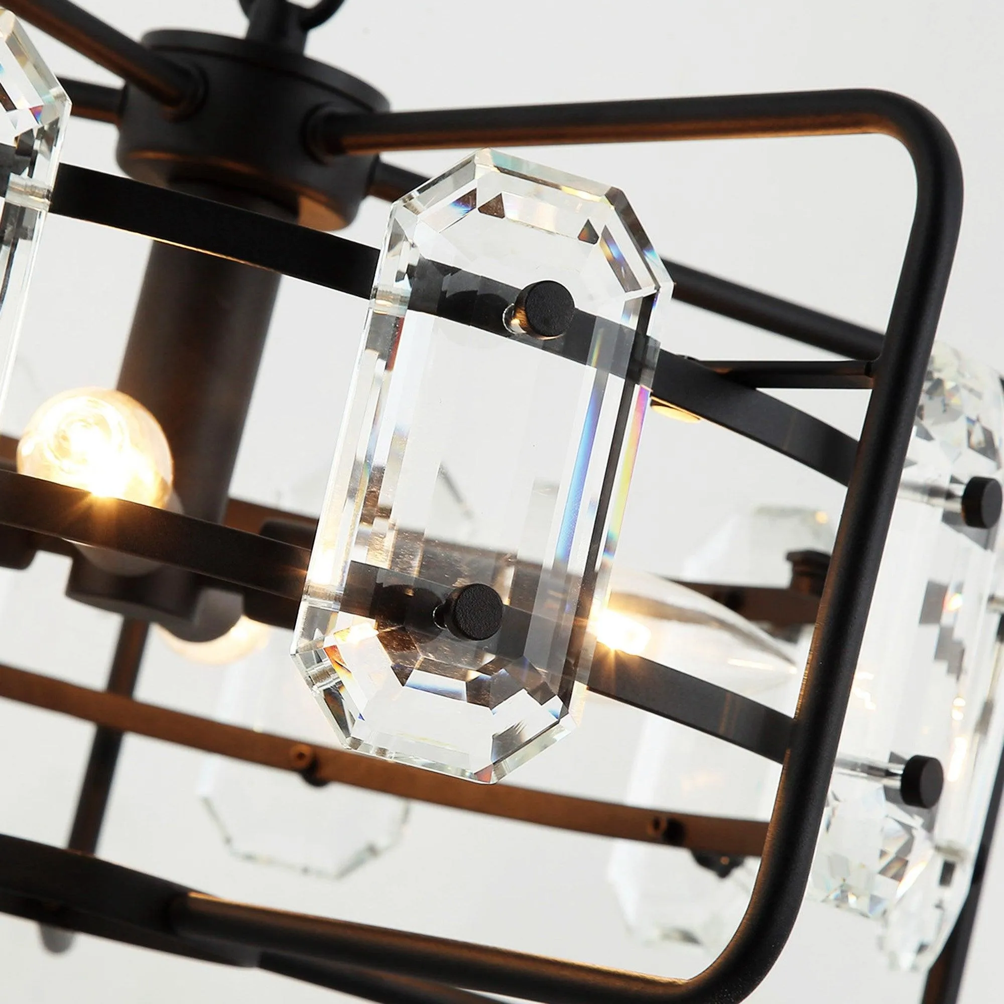 4-Light Golden or Black Modern Crystal Pendant Light
