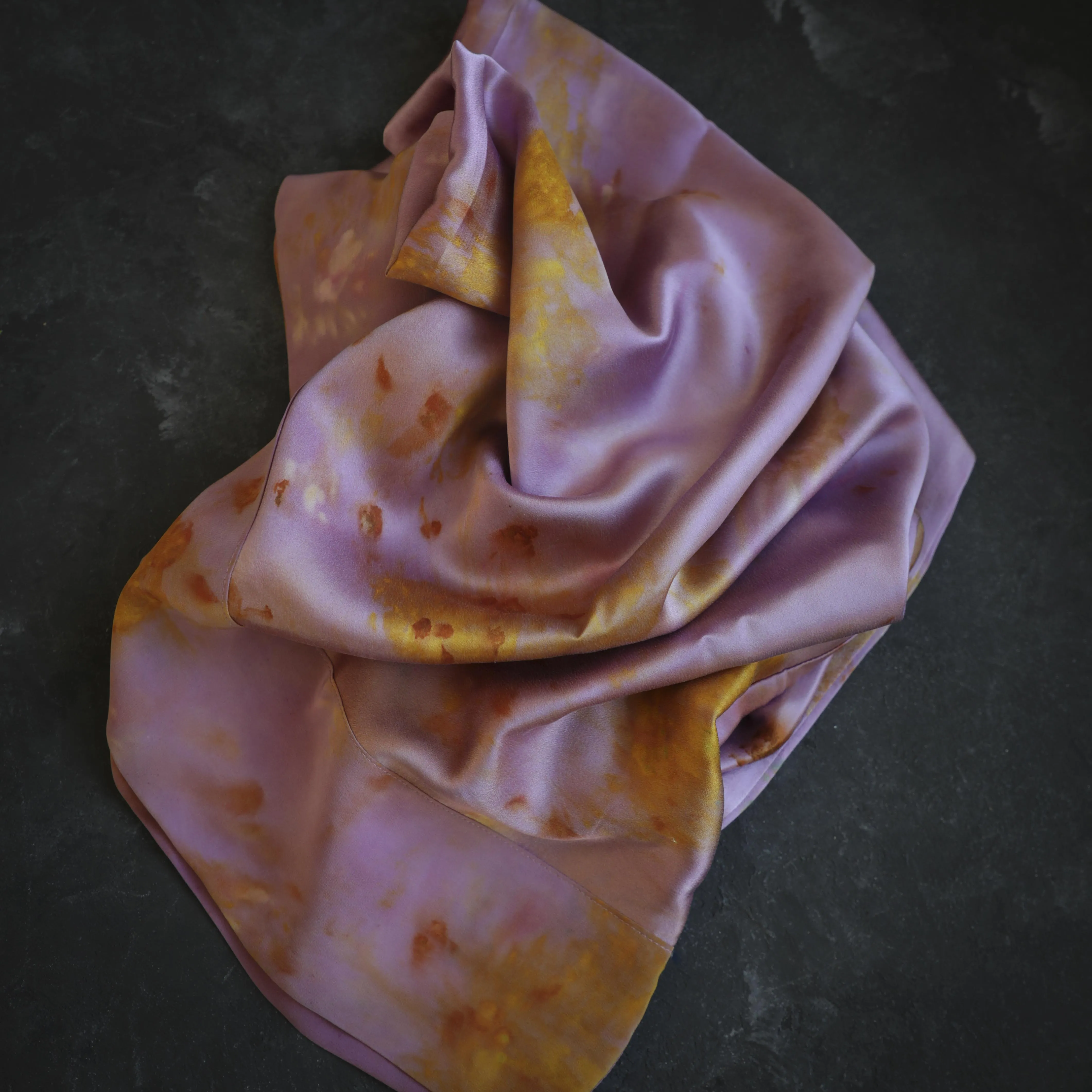 Botanical Print Naturally Dyed Silk Pillowcase / MAGENTA