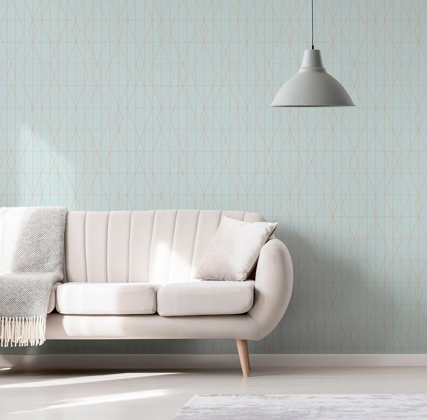 Brewster UW24785 LeVeque Light Blue Deco Diamond Geo Wallpaper