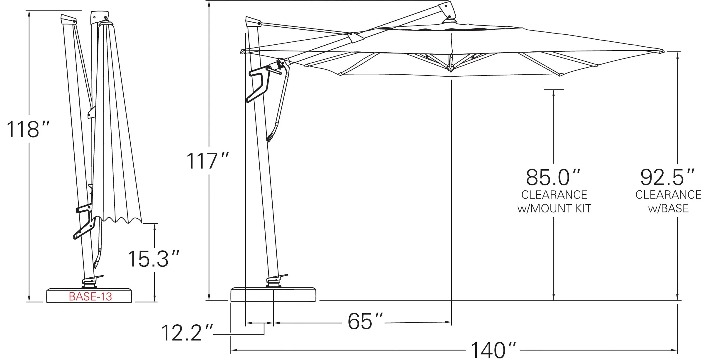 Cantilever Umbrella - 10x13 foot rectangular