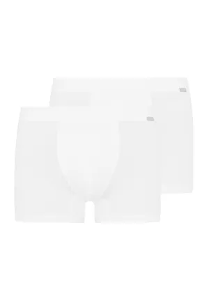 Cotton Essentials 2-Pack Cotton Boxer Briefs With Covered Waistband | White 73079-101
