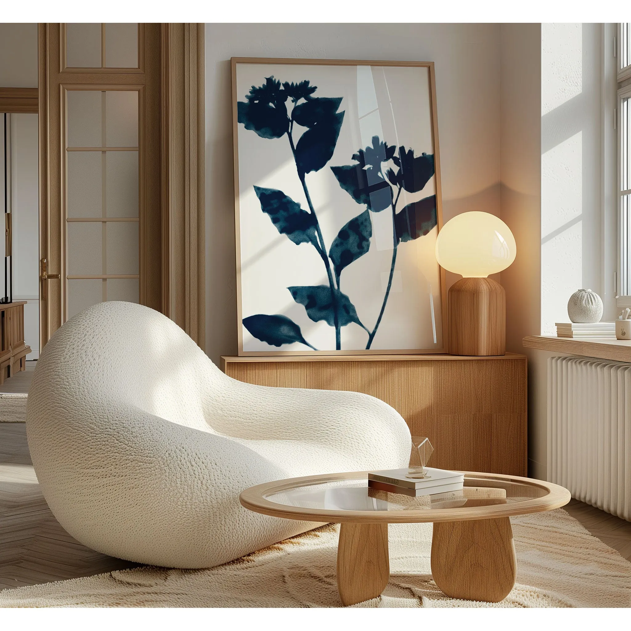 Dark Blue Flower Silhouette