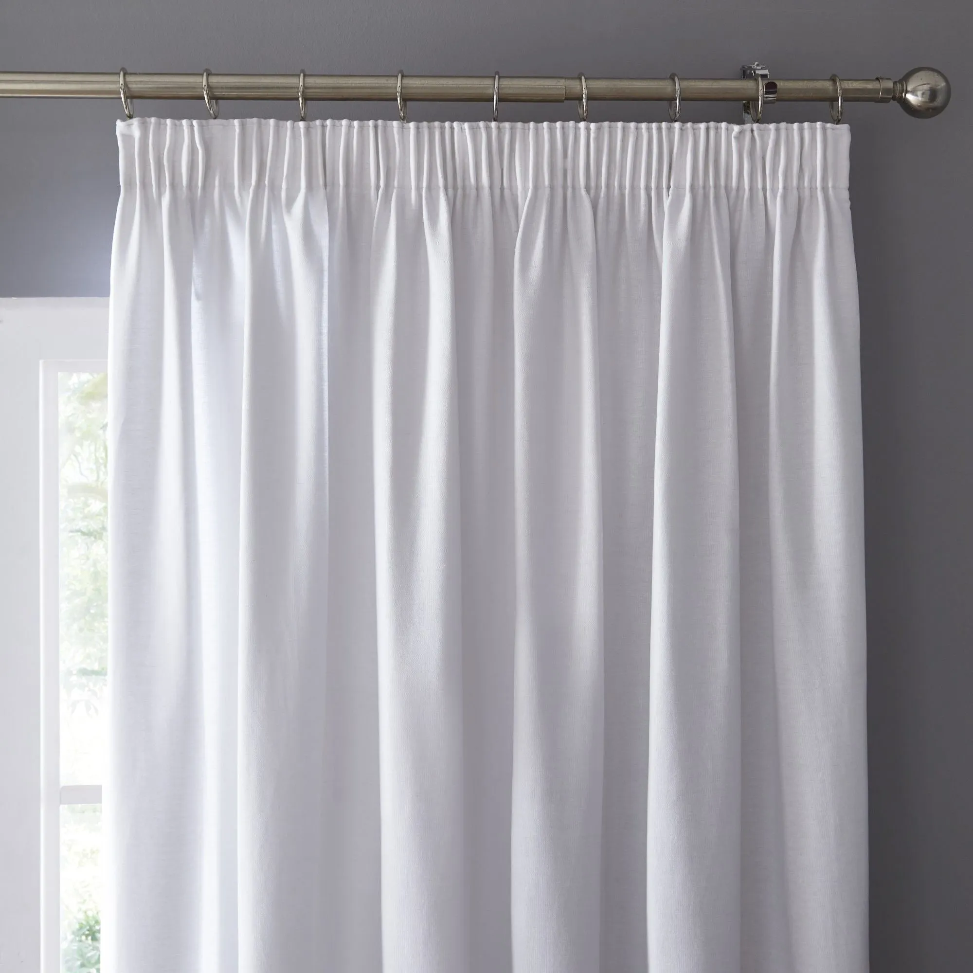 Dijon Pair of Pencil Pleat Curtains by Fusion in White