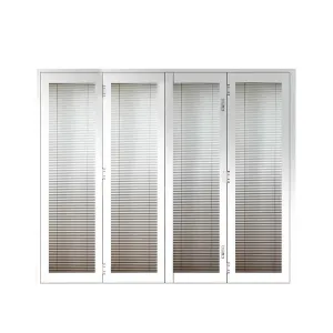 DOORWIN 2021Thermal break aluminum BI-folding double glazing tempered glass doors White patio door with integral blinds shutterby Doorwin