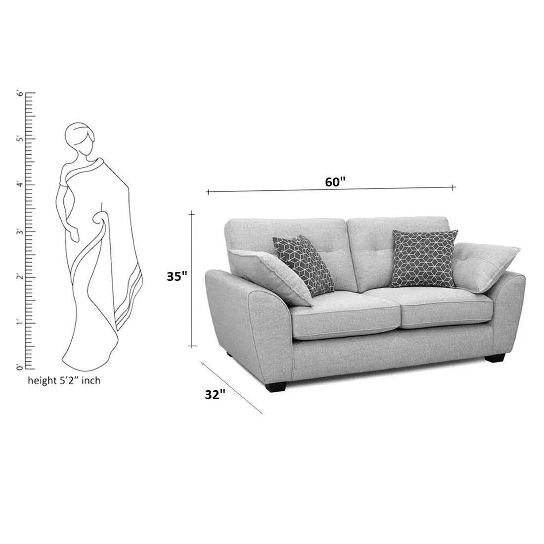 Hatfield 2 Seater Fabric Sofa for Living Room
