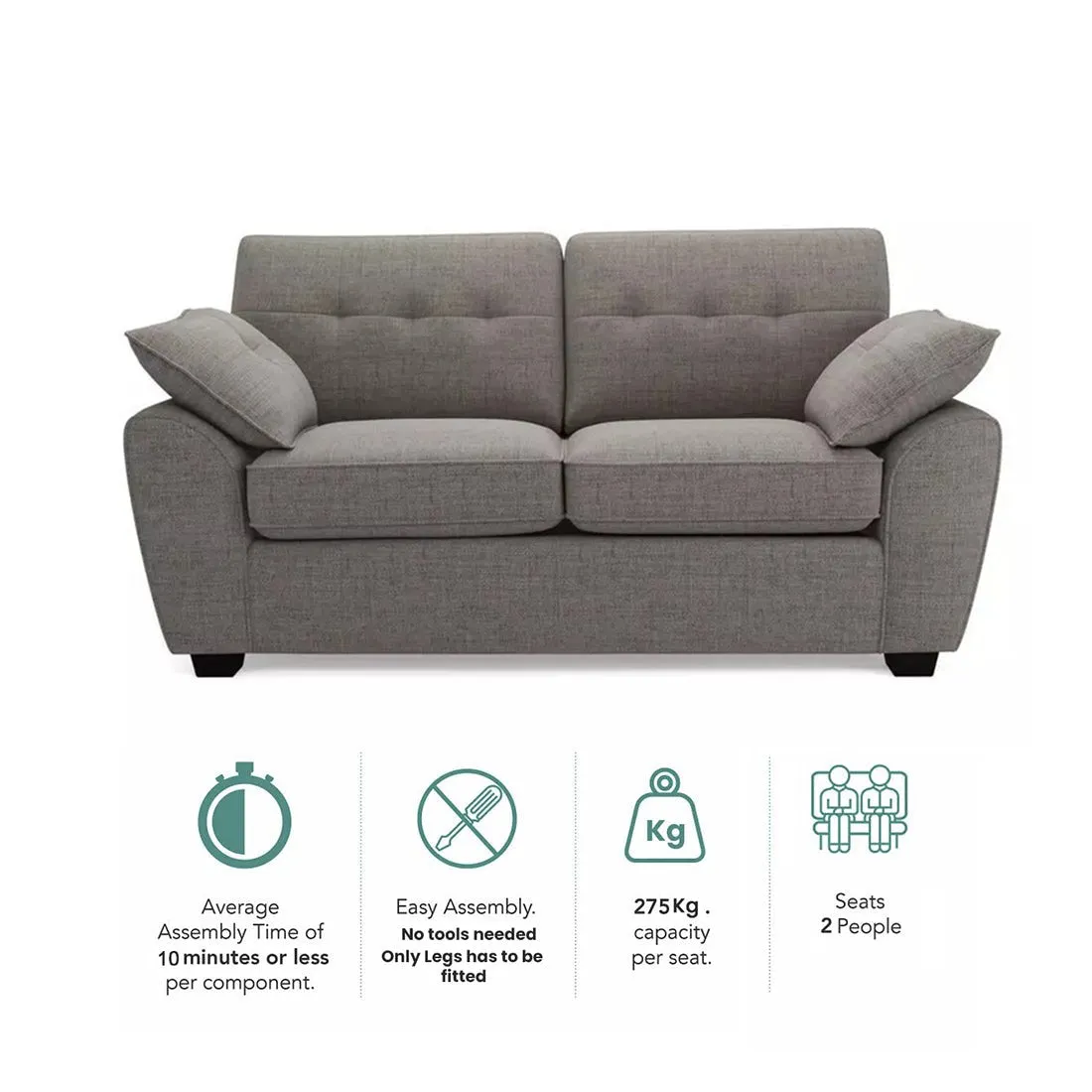 Hatfield 2 Seater Fabric Sofa for Living Room