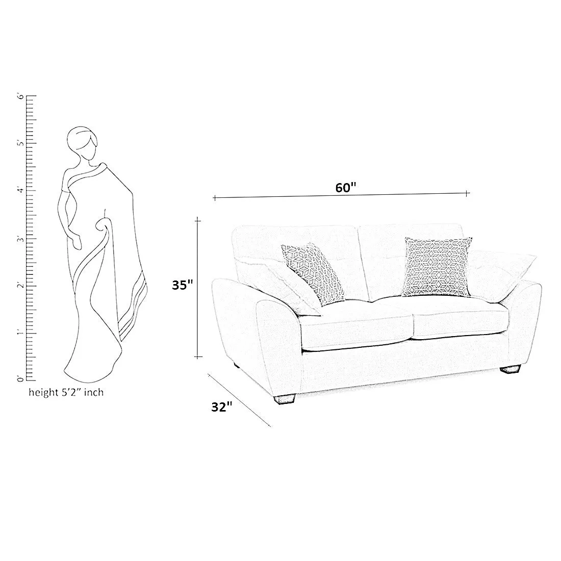 Hatfield 2 Seater Fabric Sofa for Living Room