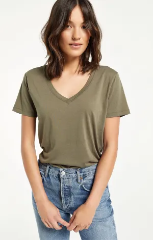 Kasey Modal V-Neck Tee - Dusty Olive