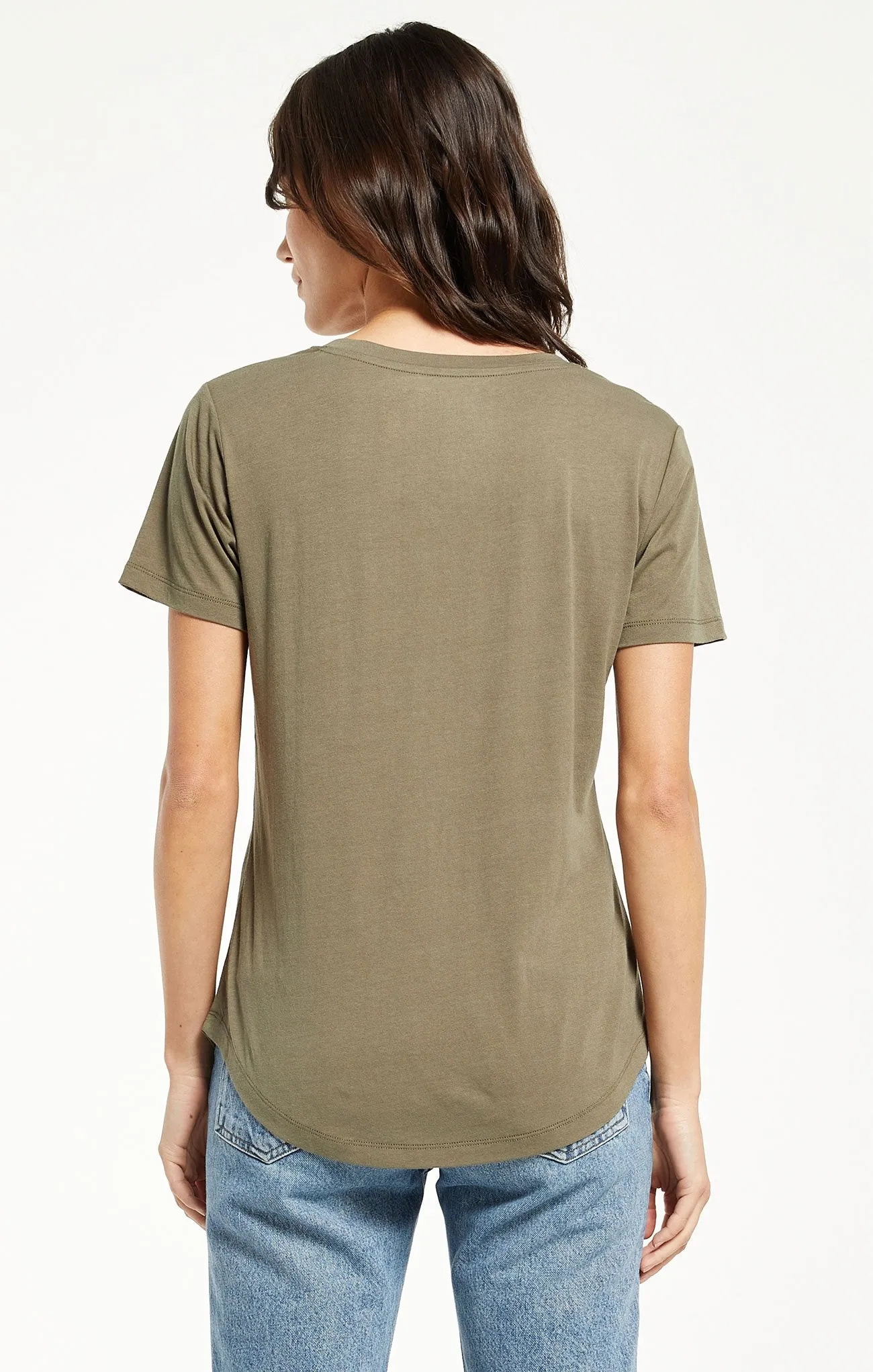 Kasey Modal V-Neck Tee - Dusty Olive