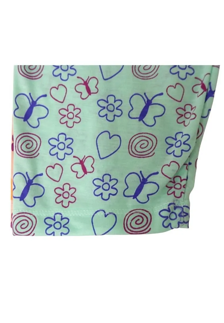 Landmark Pajama Pants Butterfly, Flower and Heart 2 in 1 - Mint Green/ Light Peach