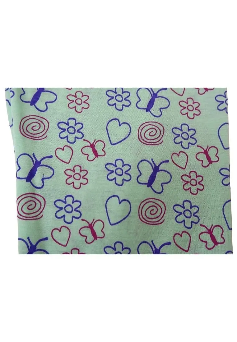 Landmark Pajama Pants Butterfly, Flower and Heart 2 in 1 - Mint Green/ Light Peach