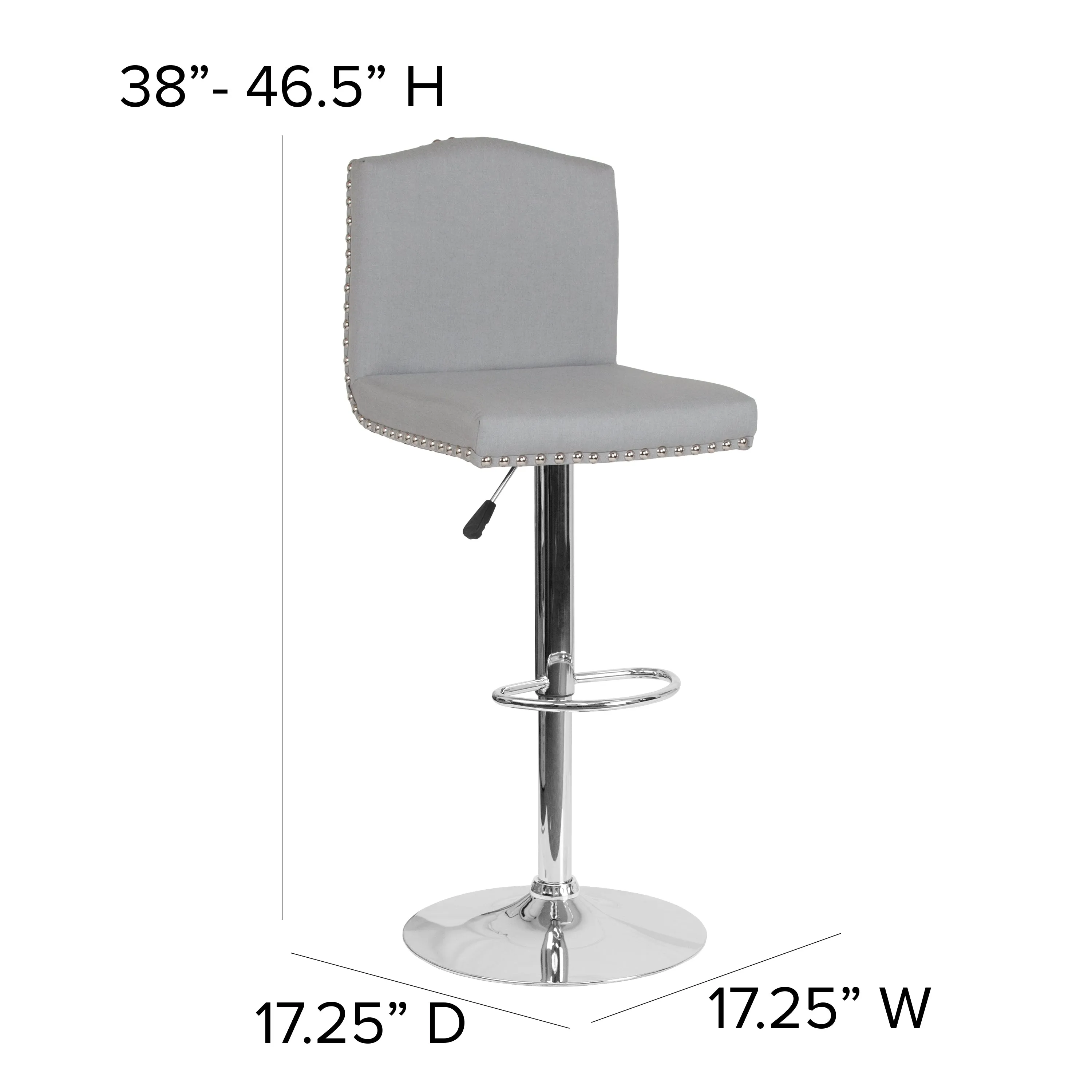 Light Gray Fabric Barstool DS-8111-LTG-F-GG
