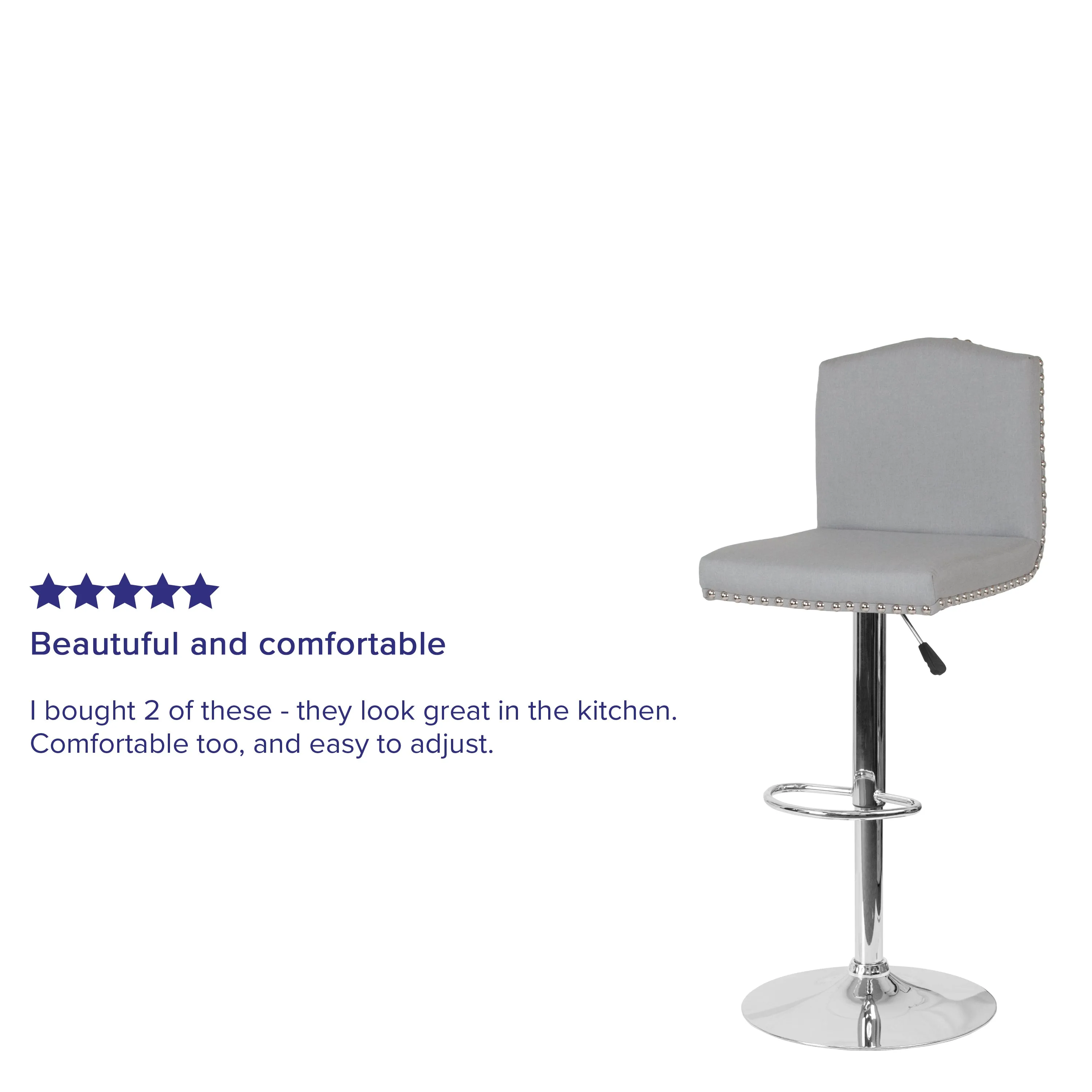 Light Gray Fabric Barstool DS-8111-LTG-F-GG