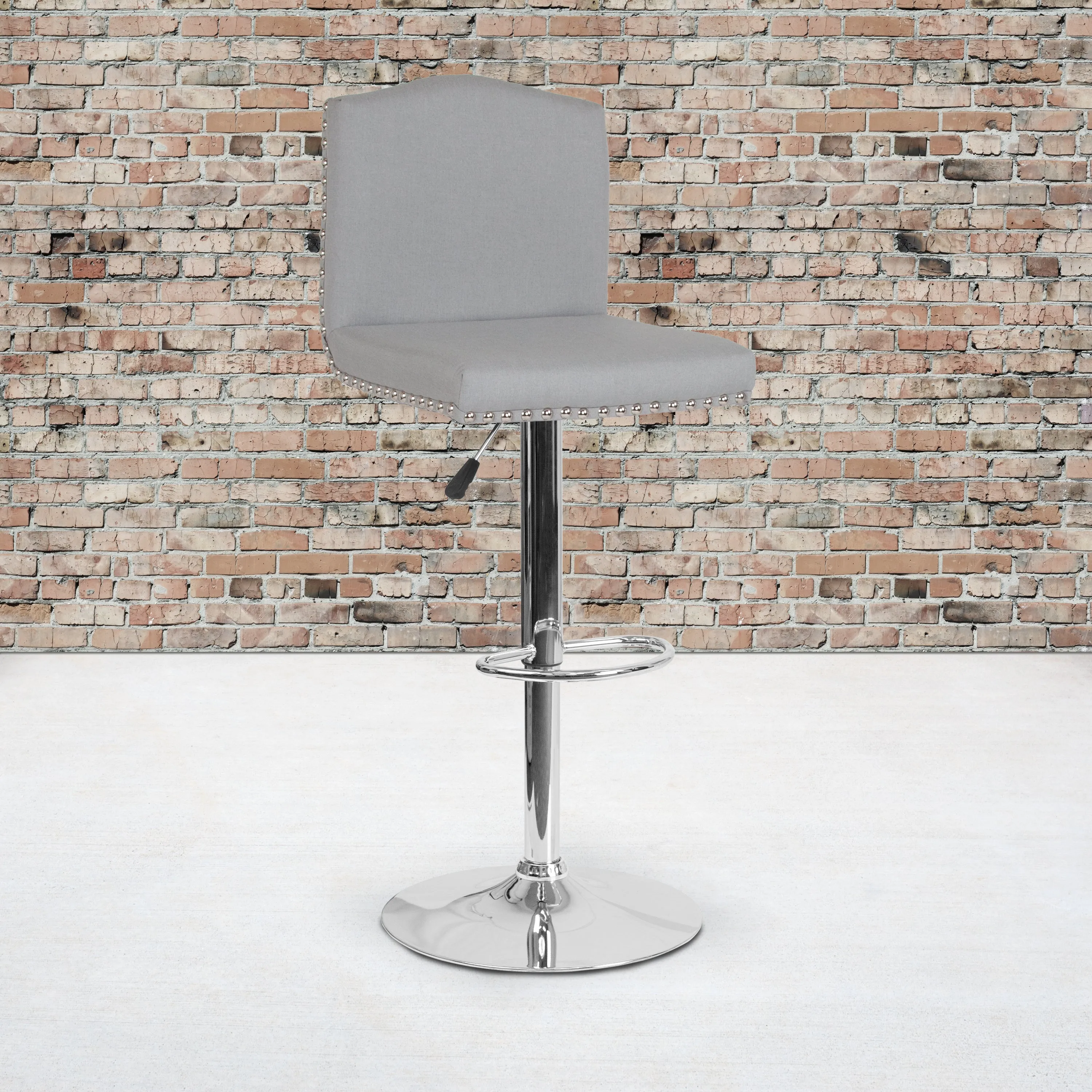 Light Gray Fabric Barstool DS-8111-LTG-F-GG
