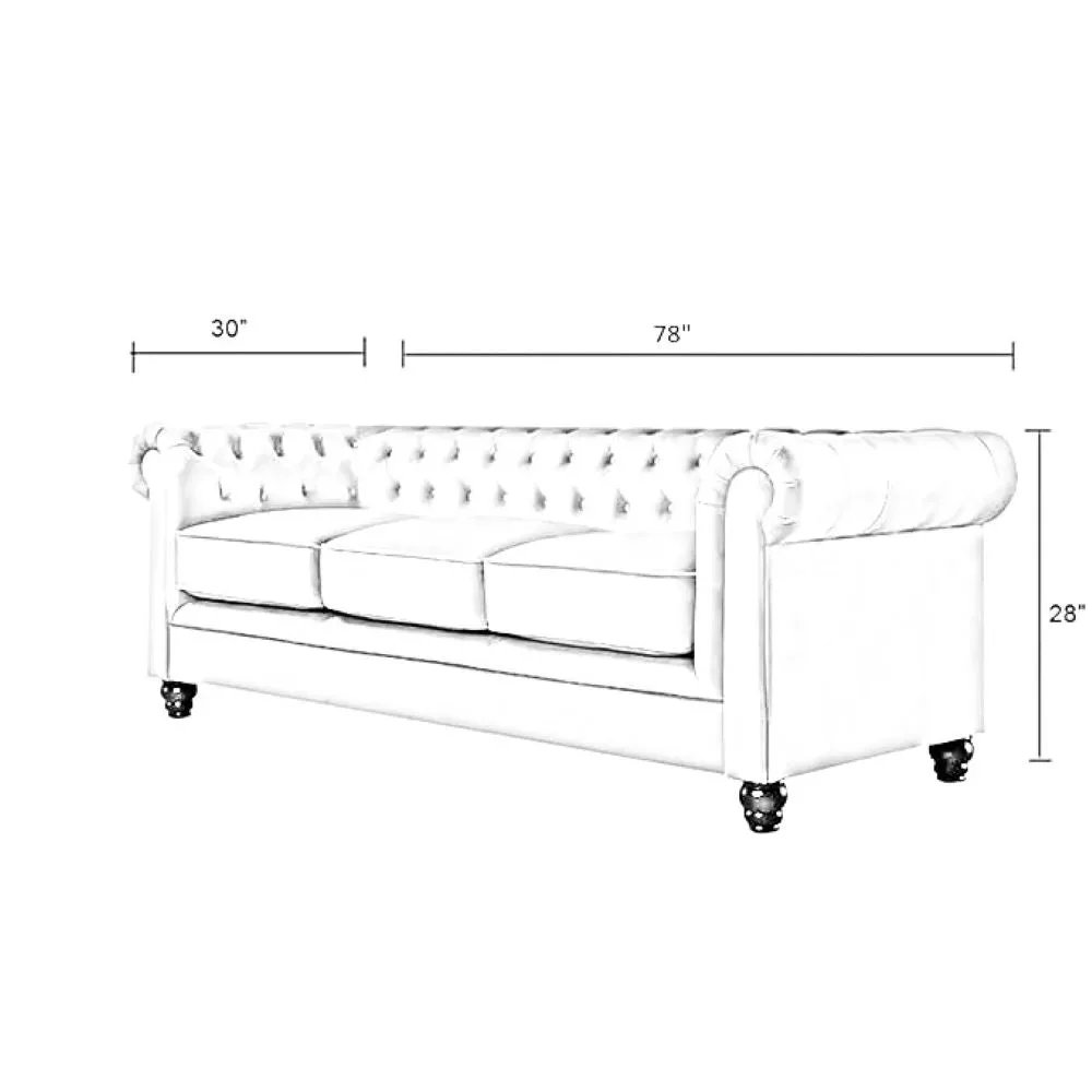 Marina Solid Wood 3 Seater Fabric Chesterfield Sofa for Living