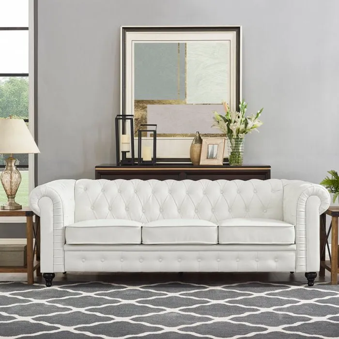 Marina Solid Wood 3 Seater Fabric Chesterfield Sofa for Living