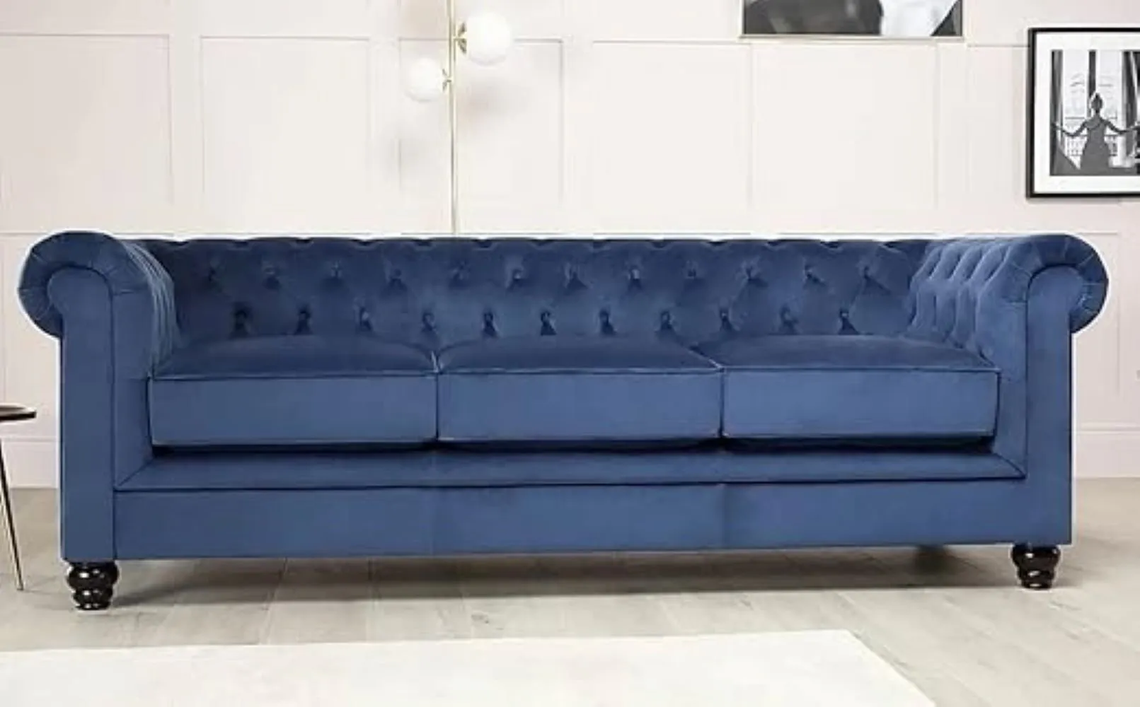 Marina Solid Wood 3 Seater Fabric Chesterfield Sofa for Living