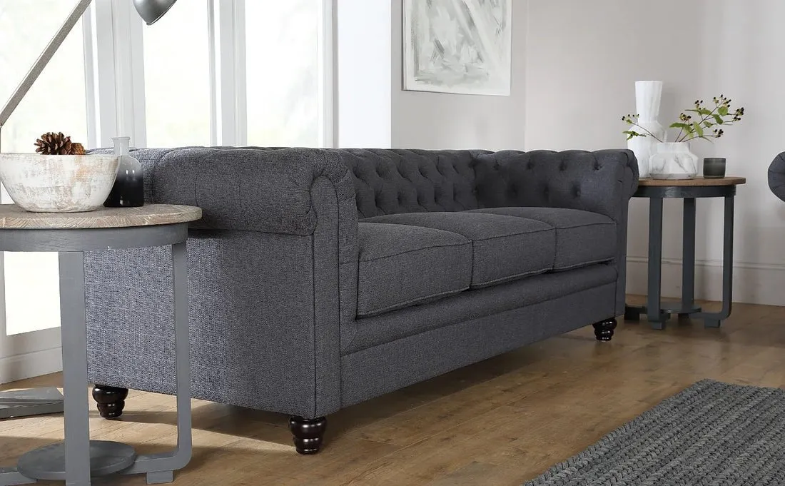 Marina Solid Wood 3 Seater Fabric Chesterfield Sofa for Living