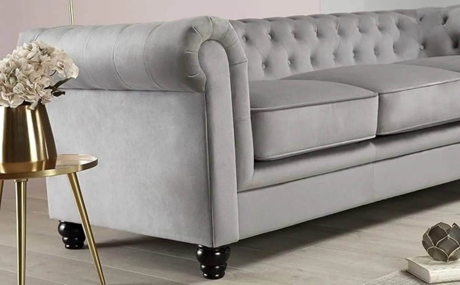 Marina Solid Wood 3 Seater Fabric Chesterfield Sofa for Living
