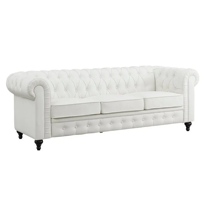 Marina Solid Wood 3 Seater Fabric Chesterfield Sofa for Living