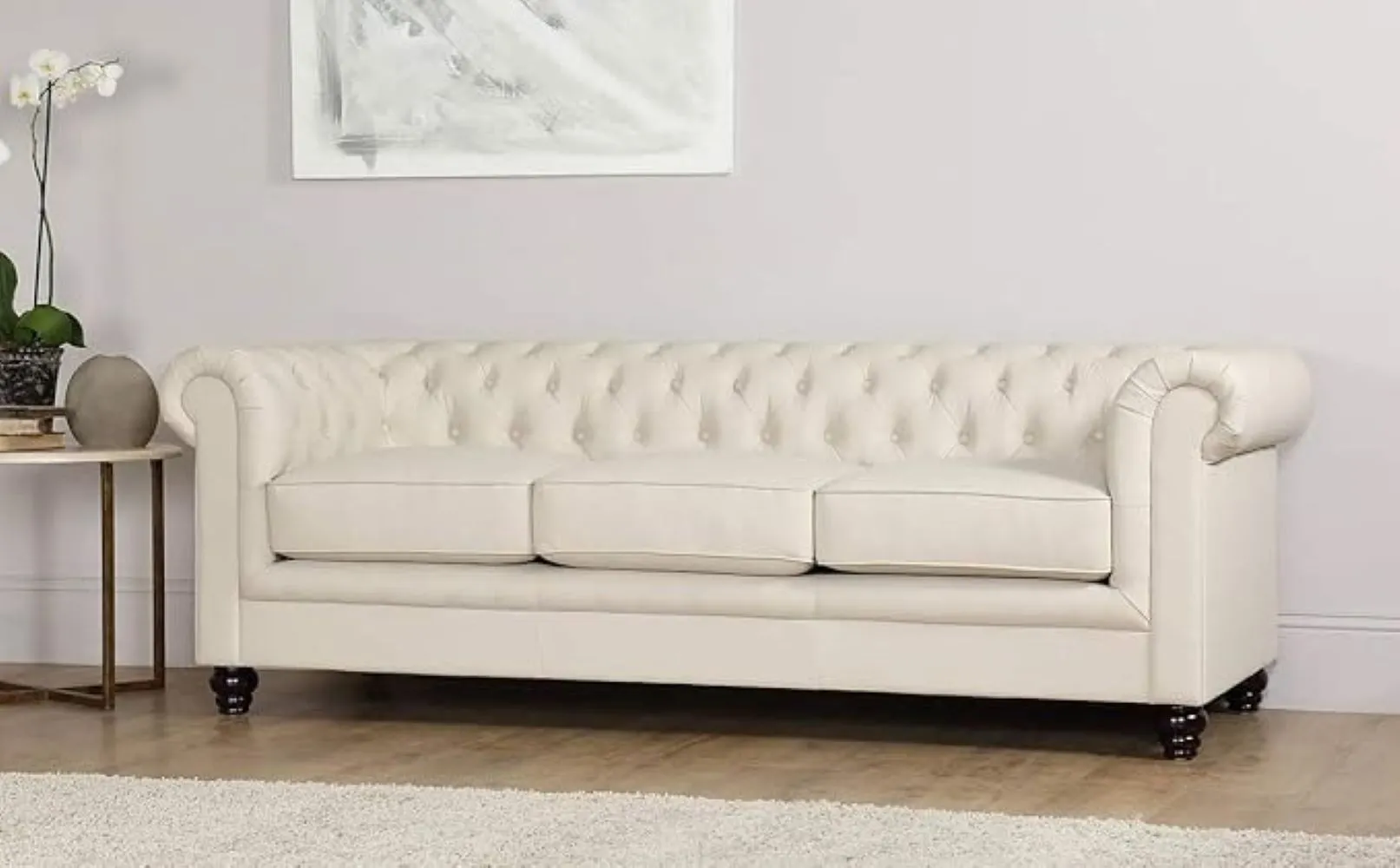 Marina Solid Wood 3 Seater Fabric Chesterfield Sofa for Living