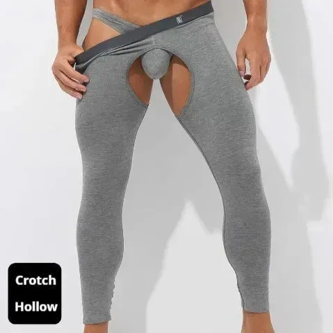 Men's Fall Winter Open Crotch Thermal Pants Long John underwear