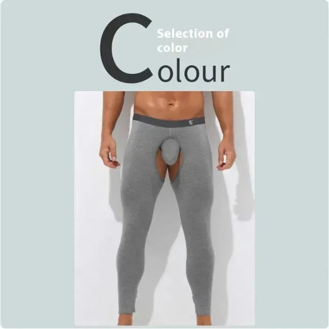 Men's Fall Winter Open Crotch Thermal Pants Long John underwear