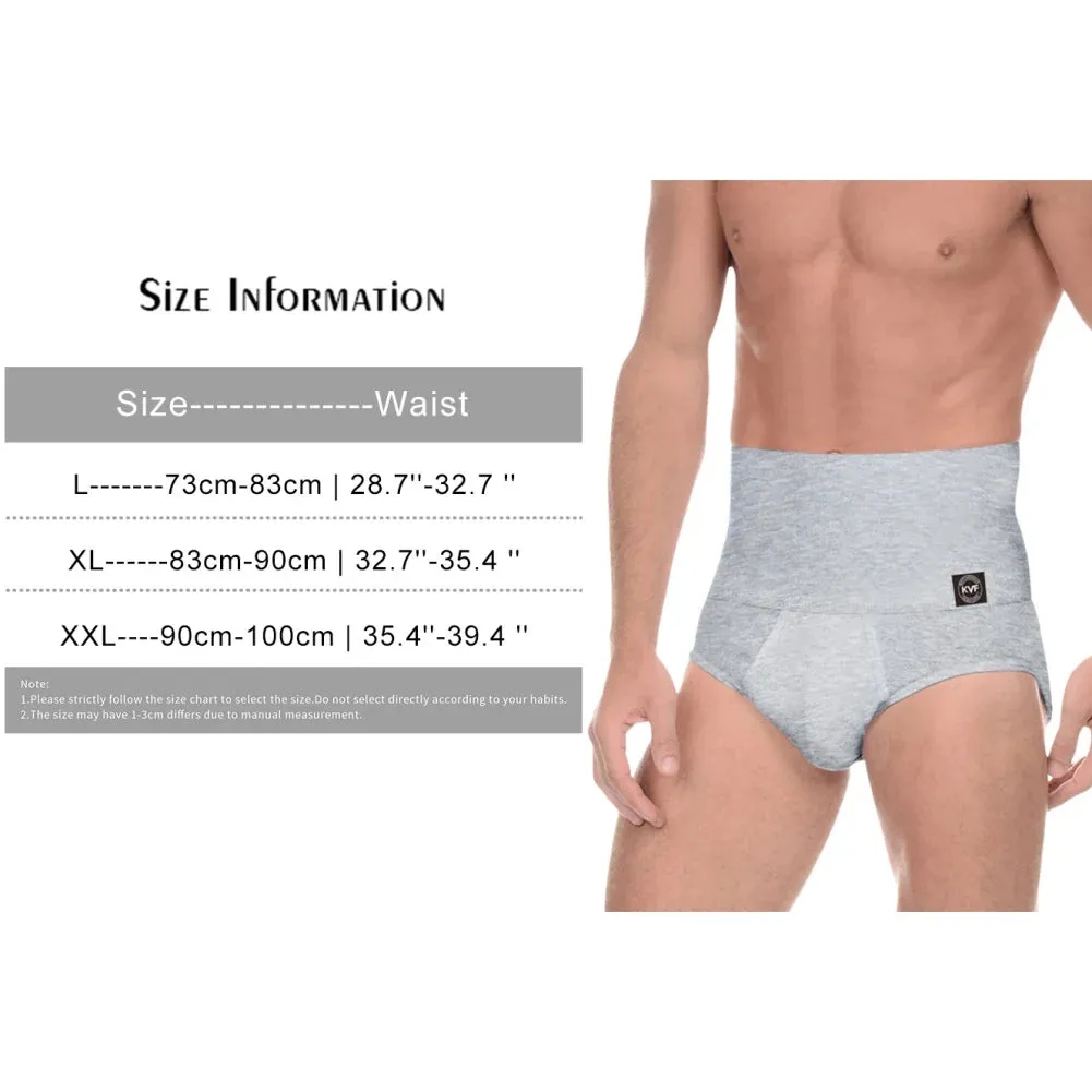 Men's High-Rise Tummy Control Cotton Briefs - Soft, Breathable, Stretchable