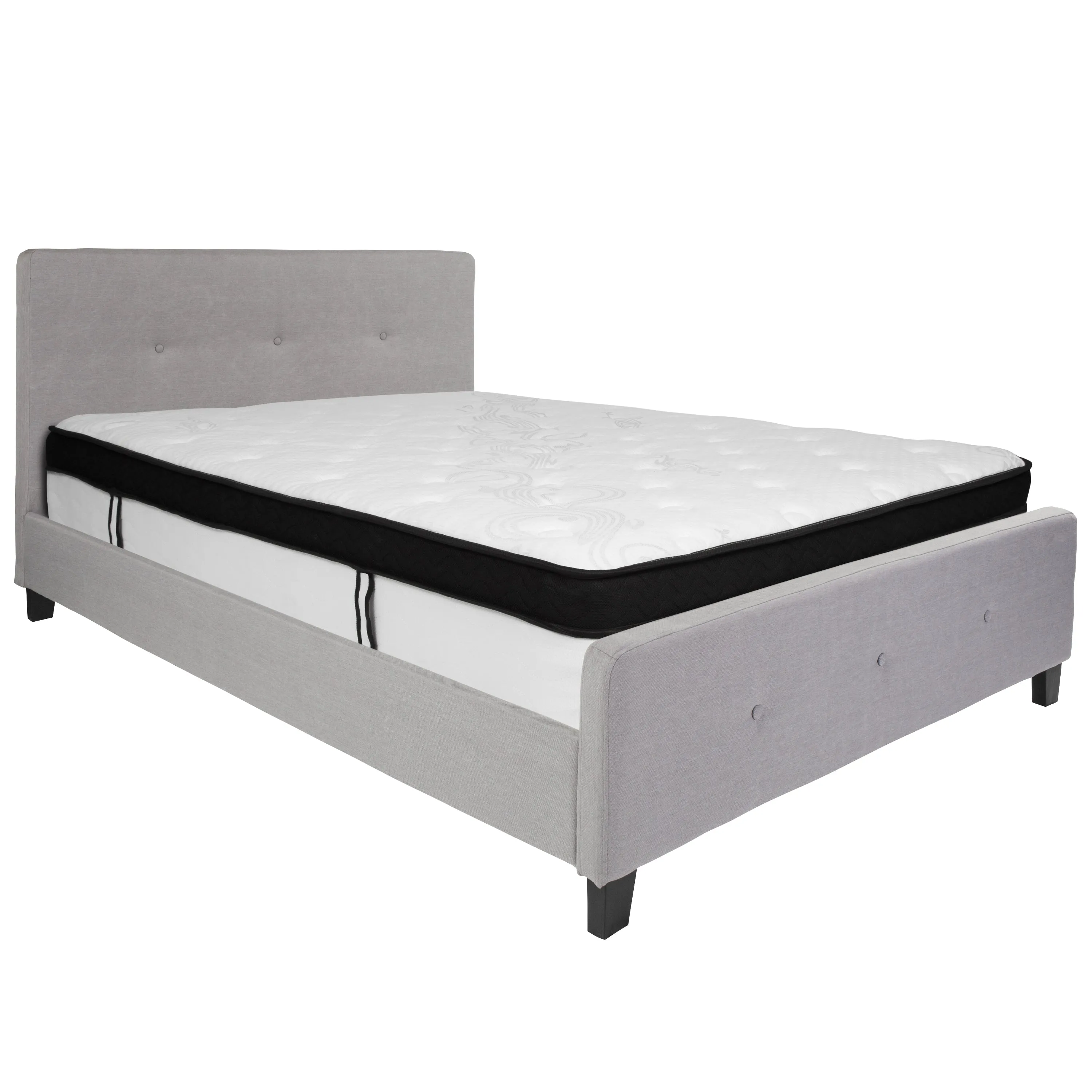 Queen Platform Bed Set-Gray HG-BMF-27-GG