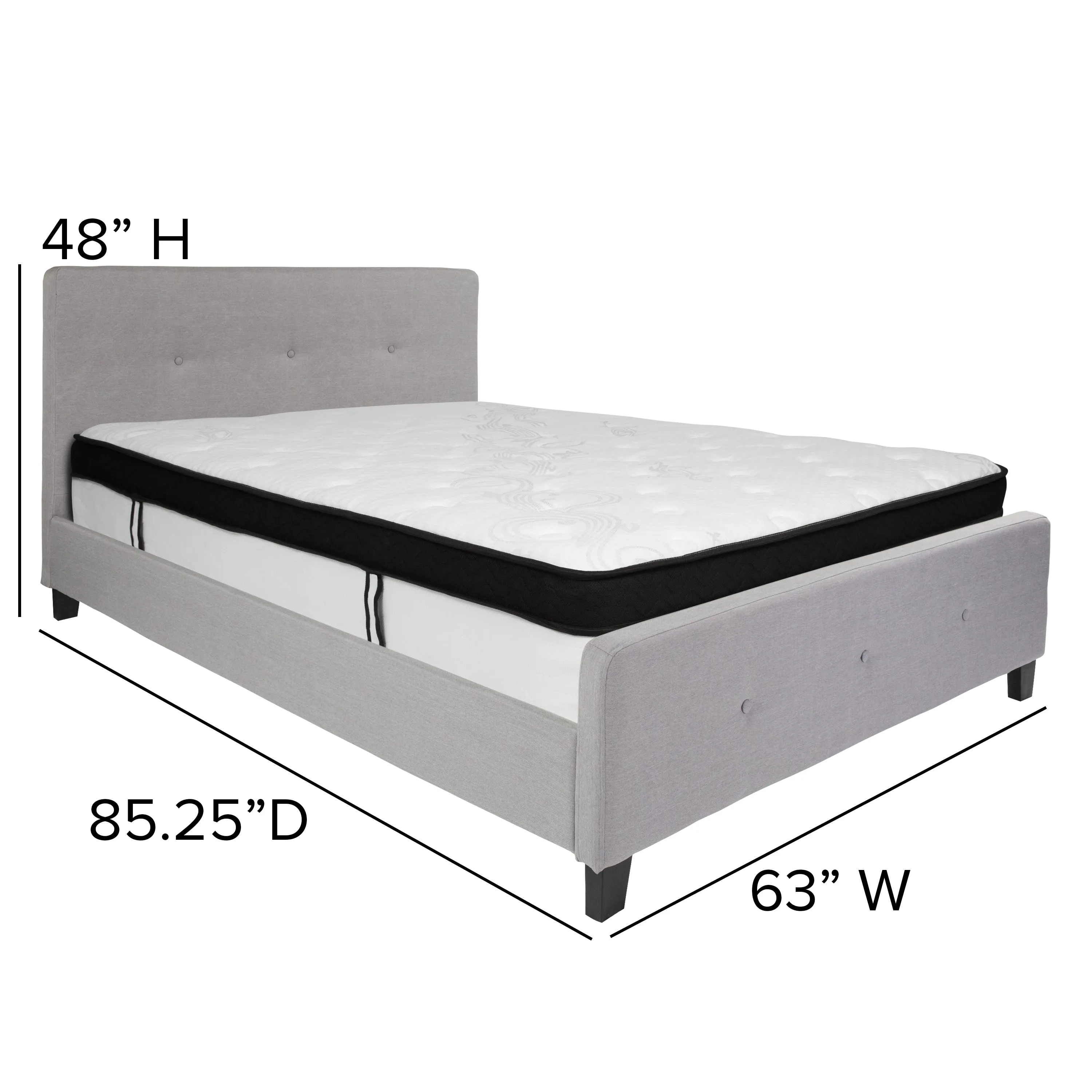 Queen Platform Bed Set-Gray HG-BMF-27-GG