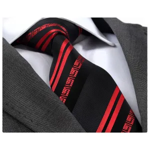 Red Black Lines Silk Designer Tie - Premium Gift Box