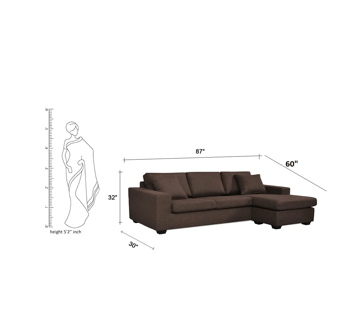 Ronaldo 4 Seater L Shape Sofa For Living Room