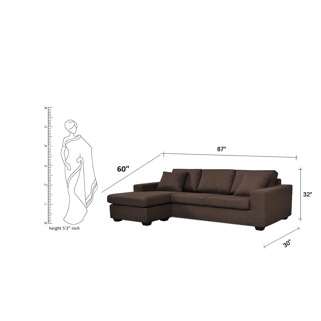 Ronaldo 4 Seater L Shape Sofa For Living Room
