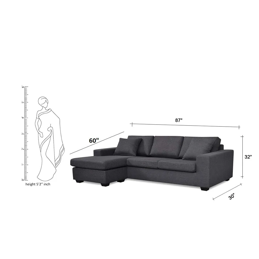 Ronaldo 4 Seater L Shape Sofa For Living Room