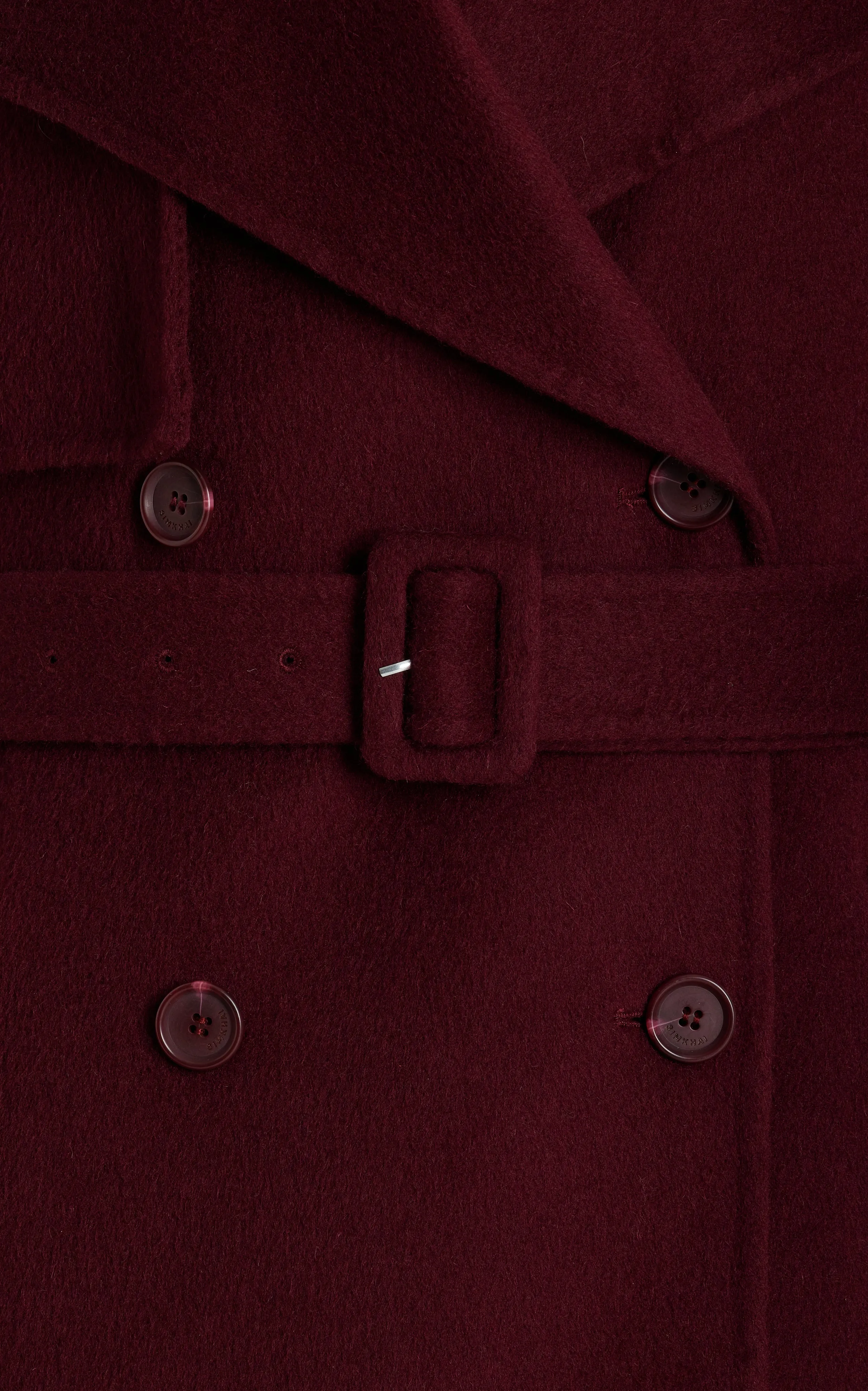 SIMKHAI - Rumi Belted Long Coat in Oxblood