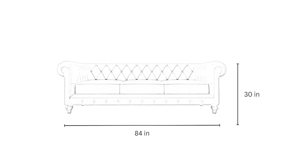 Simpson Solid Wood 3 Seater Leatherette Chesterfield Sofa For Living Room