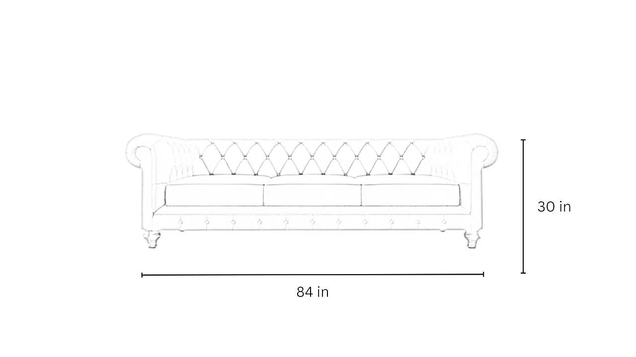 Simpson Solid Wood 3 Seater Leatherette Chesterfield Sofa For Living Room