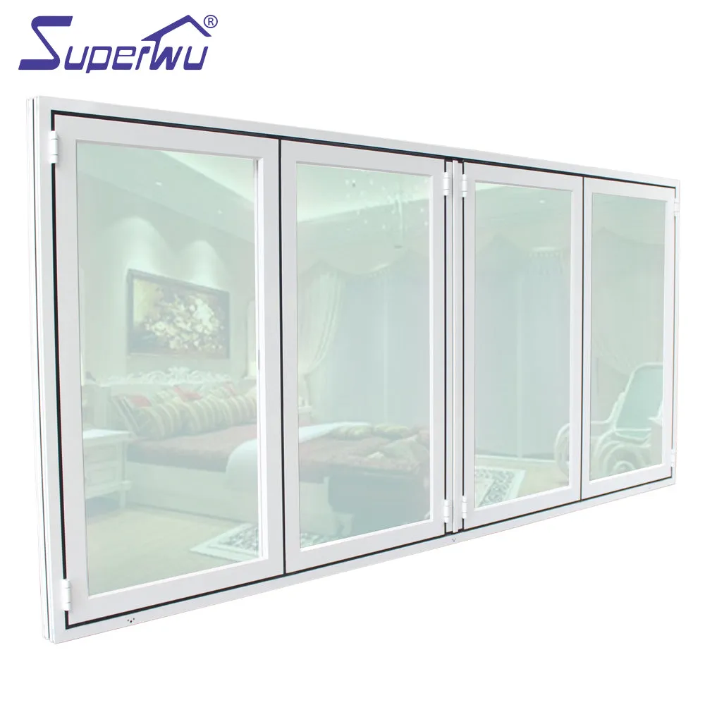Superwu Aluminium folding window with energy saving function thermal break aluminum folding windows black color