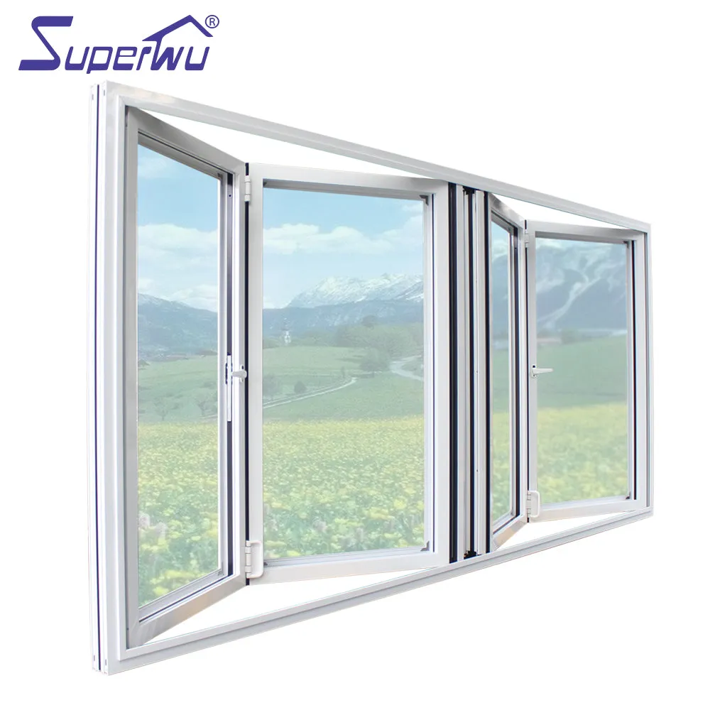 Superwu Aluminium folding window with energy saving function thermal break aluminum folding windows black color