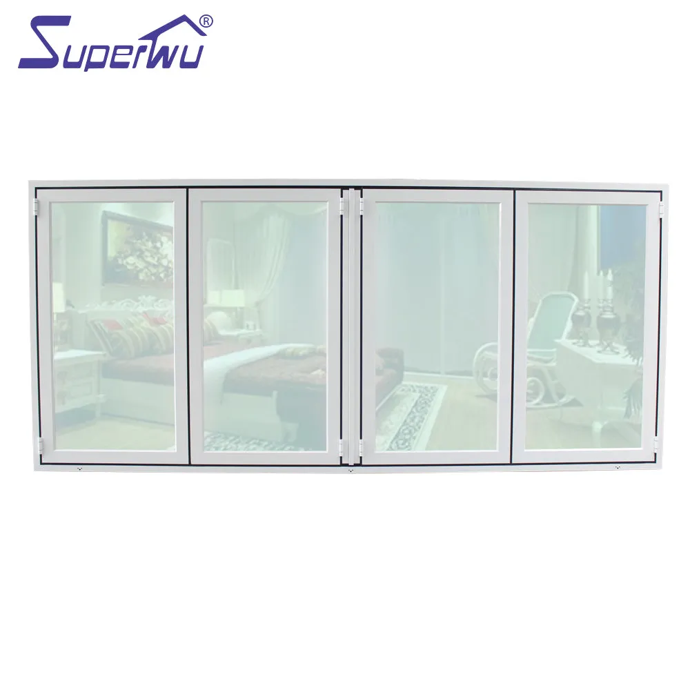Superwu Aluminium folding window with energy saving function thermal break aluminum folding windows black color